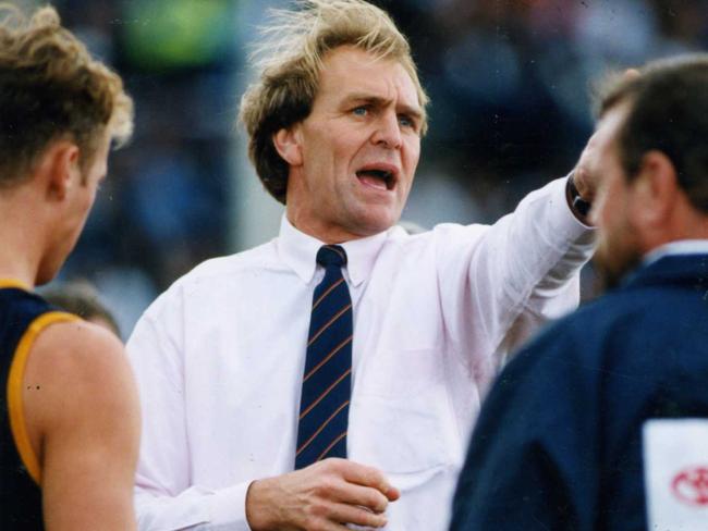 Graham Cornes coaching the Adelaide Crows during the club’s 1993 season. Picture: File.