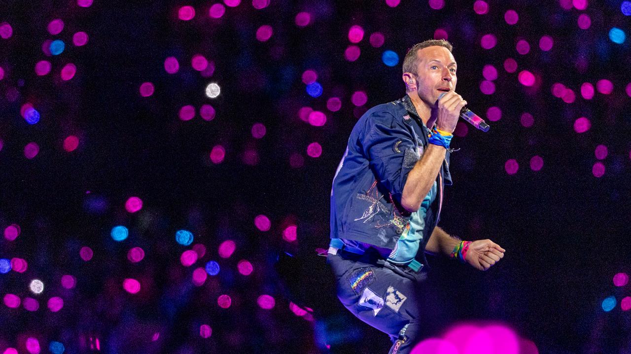 Coldplay perform at Marvel Stadium. Picture: Jake Nowakowski