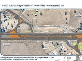 Tallegalla Road/Lowood-Minden Road Warrego Highway interchange concept plan. Picture: Contributed