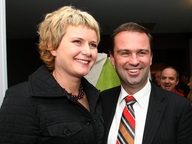 Larissa Bartlett and her husband, Premier David Bartlett, at a function in 2008. Picture: Raoul Kochanowki