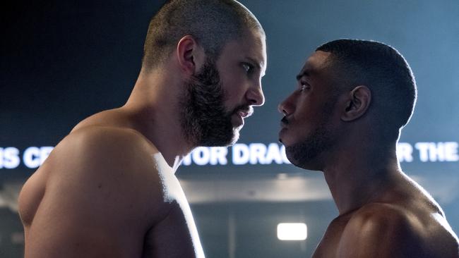 Florian Munteanu, left, and Michael B. Jordan face off in a scene from the film.