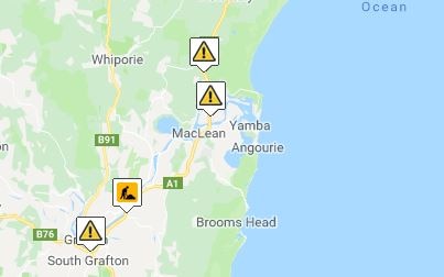 A four-vehicle collision on the Pacific Highway north of Harwood has added to already heavy holiday traffic. Picture: Live Traffic NSW