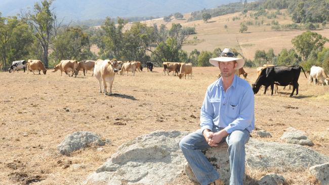 Slow start: Bruarong dairy farmer John McAlister is hoping for Easter rain after North East Victoria’s dry March.