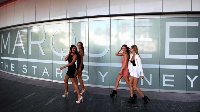 Models (from left) Hayley Sing, Nadia Fairfax, Tash Jones and Flynn Evans attend Marquee shortly after its opening.