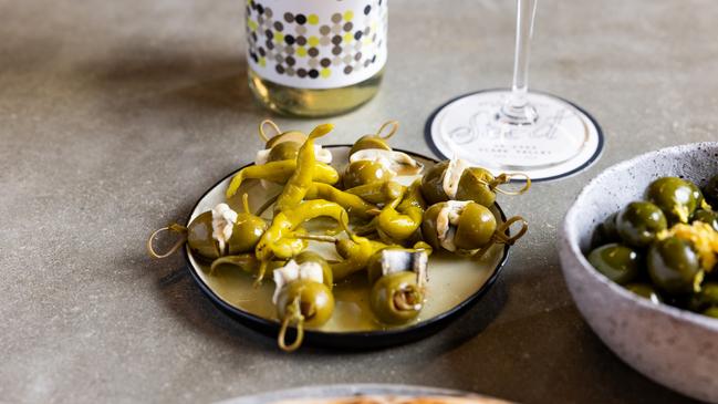 Gilda snack of anchovy, olive and pepper at Seed, Clare Valley. Picture Lewis Potter