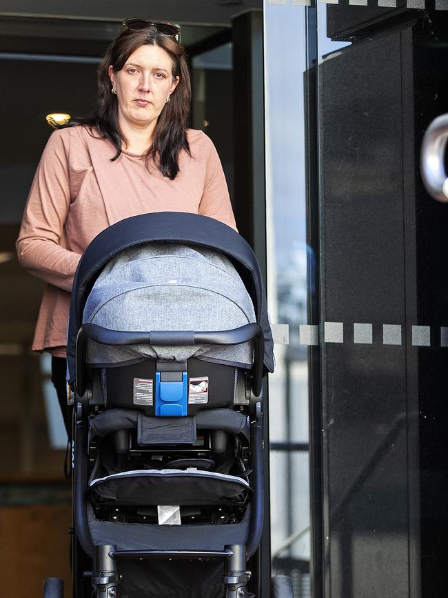 Stacey Watkins leaves the Hobart Magistrates Court.