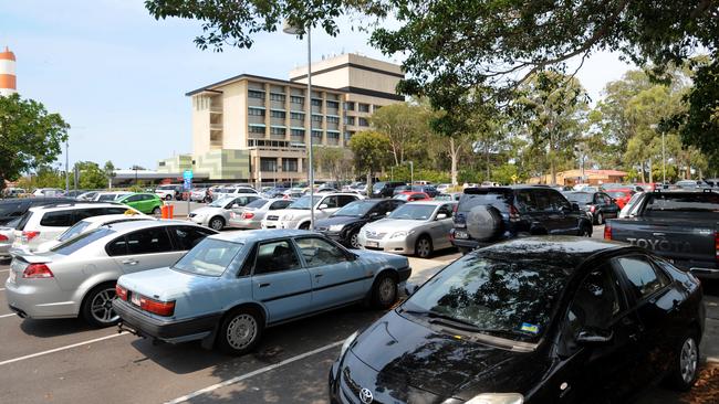 The packed car park at Redcliffe Hospital. File photo.