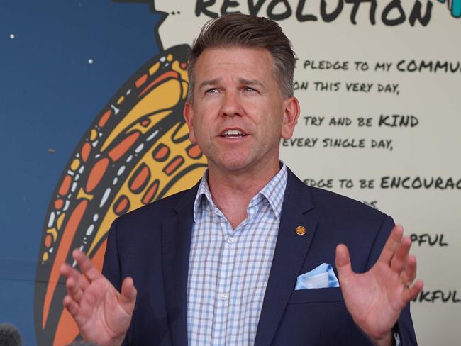 Deputy Premier Jarrod Bleijie speaking in Hervey Bay on Wednesday, where he discussed the state government’s plans for a review into light rail stage four.