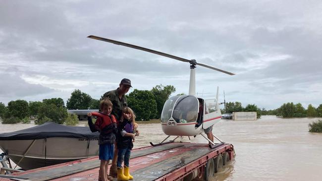 Jil Wilson and her family were evacuated by helicopter from Tirranna to Burketown as heavy rains from the most significant wet season in a decade impacted the Far North with flooding isolating towns and communities including around Normanton and Burketown. Picture: Supplied