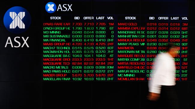 SYDNEY, AUSTRALIA - NewsWire Photos, October 29 2024. GENERIC. Stocks. Finance. Economy. Stock price ticker of the Australian Stock Exchange, ASX, at their offices on Bridge Street. Picture: NewsWire / Max Mason-Hubers