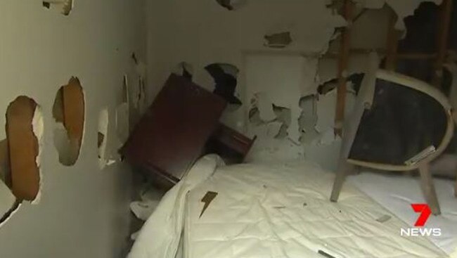 Plaster was broken and furniture thrown around the property. Image: Seven News