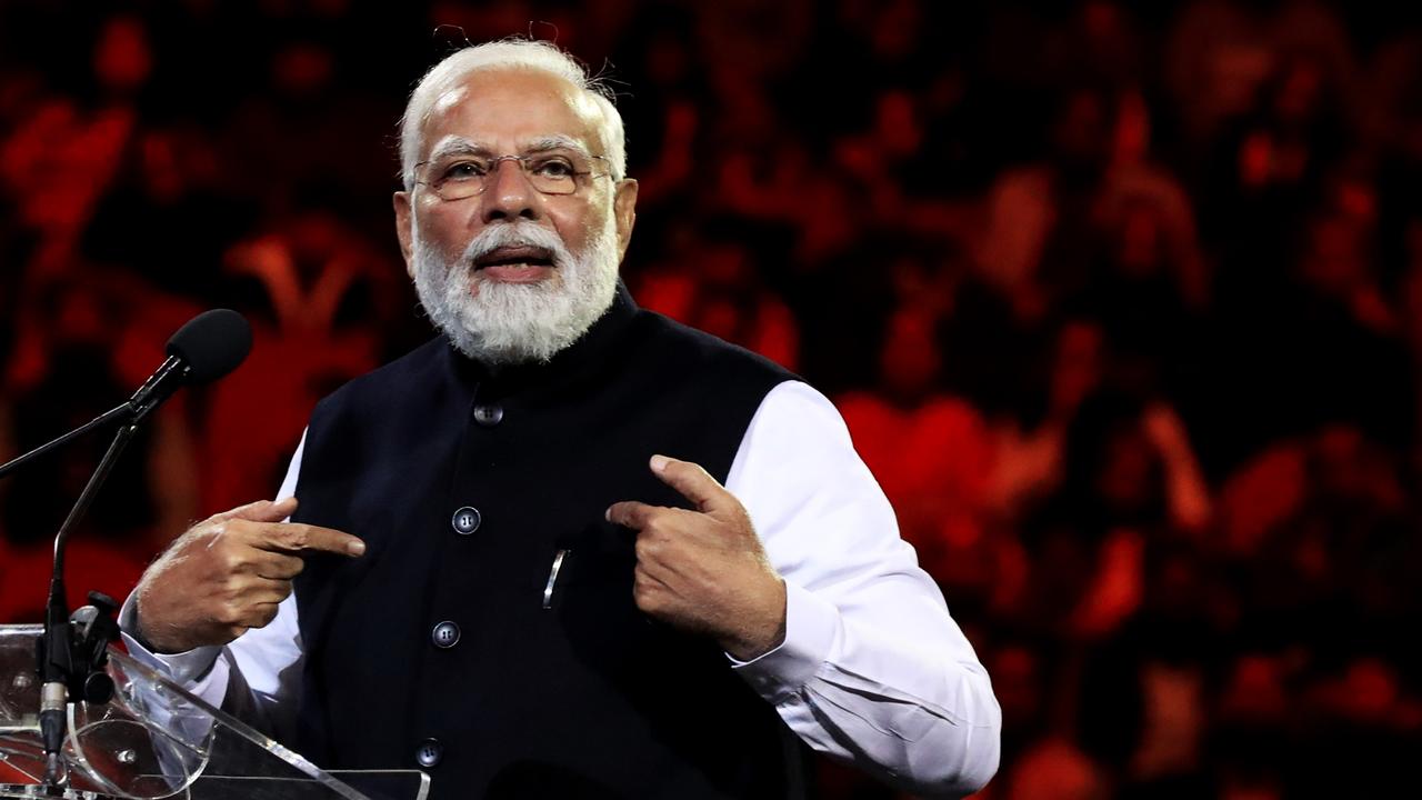 Indian Prime Minister Narendra Modi received a rock star welcome at a rally in western Sydney. Picture: Lisa Maree Williams/Getty Images