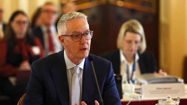 Crime and Corruption Commission chair Bruce Barbour in the Queensland parliament. Picture: NewsWire / Tertius Pickard