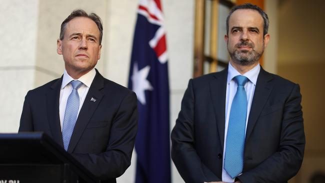 Health Minister Greg Hunt and AMA president Omar Khorshid. Picture: Gary Ramage