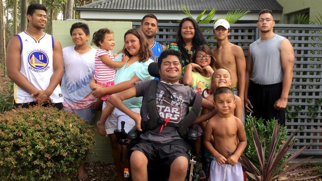 Payne Haas (far left) with his family. His brother Chase is pictured at the front.