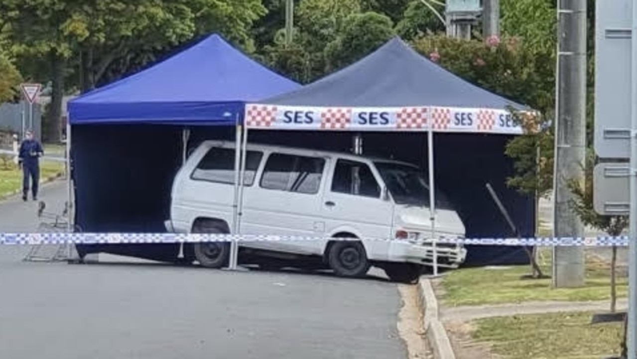 Nicholas Henry’s van cordoned off by police in Morwell after his murder. Picture: Marie Taylor