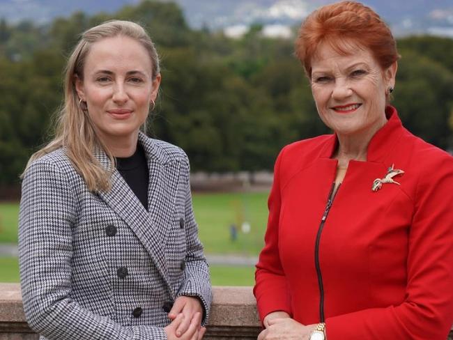 One Nation MLC Sarah Game (left) with party leader Pauline Hanson at Colonel Light's Lookout. Picture: Supplied