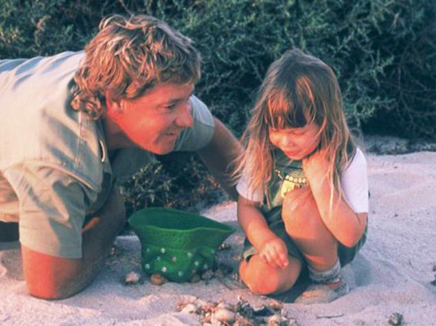 Bindi Irwin as a young child hanging out with her dad Steve. Picture: Twitter