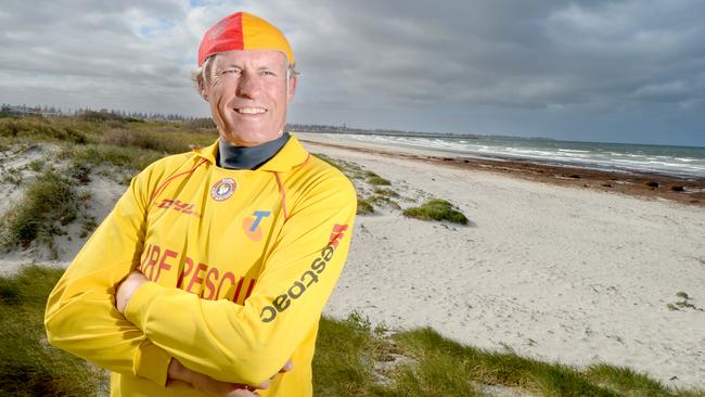 Peter Jamieson, pictured in 2012, after having clocked up 5000 patrol hours for North Haven Surf Life Saving Club.