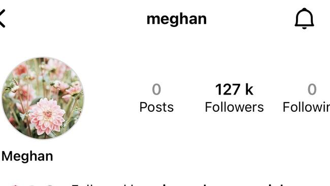 The mysterious @meghan account. Picture: Instagram