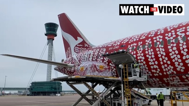 Vaccines being loaded on a plane from UK to Australia