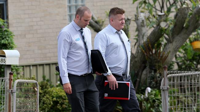 Detectives at the Charlestown unit after the body of the teenage boy was discovered. Picture by Peter Lorimer.