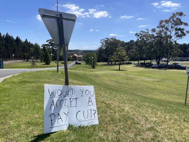 Signs were placed across the site. Picture: Jack Colantuono