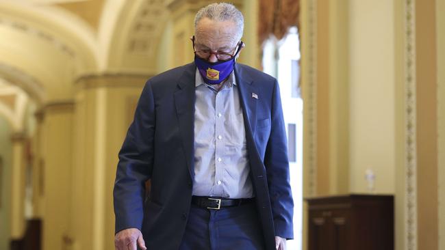 Senate majority leader Chuck Schumer arrives at the US Capitol on Wednesday. Picture: AFP