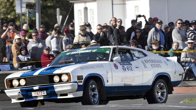 Ian Roberts and Rainier Roberts in their 1978 Ford Falcon Cobra during Targa 2019. Picture: CHRIS KIDD