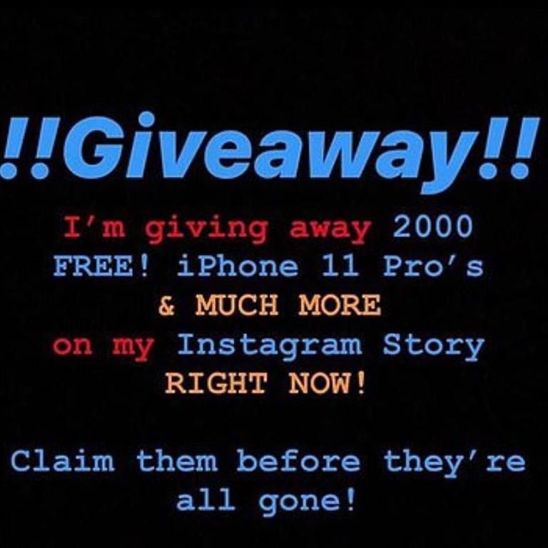 Posts promised to give away free Apple products.