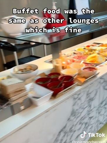 The food buffet was similar to other lounges he had visited. Picture: TikTok