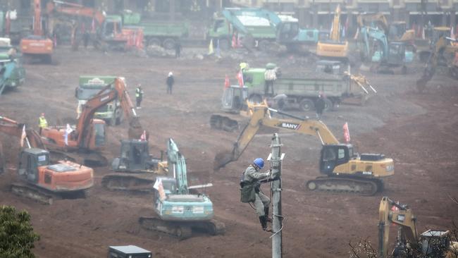 Work is underway in Wuhan to construct a 1000-bed hospital by February 3 to cope with the surge of coronavirus patients in the city. Picture: Getty