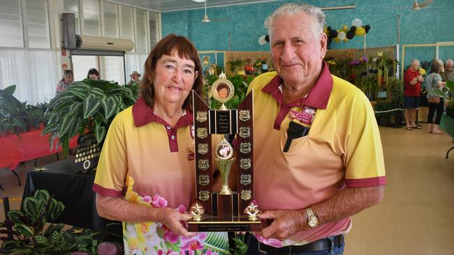 Herbert River Orchid and Allied Plants Society founding members Ron and Gloria Hilder claimed the Carol Hughes Memorial Trophy for Champion Orchid on the club’s 50th anniversary. Picture: Cameron Bates