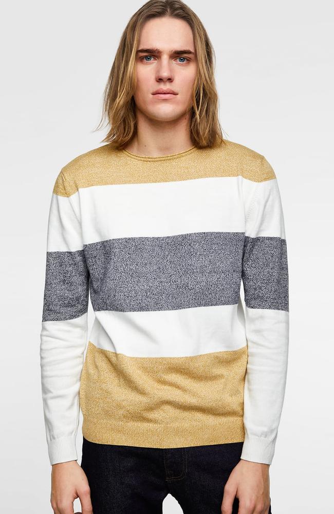 Twist yarn striped sweater, $55.95.
