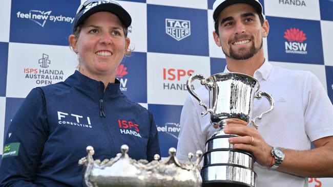 South Africa’s Ashleigh Buhai and Chile’s Joaquin Niemann won the 2023 Australian Opens. (Photo by Saeed KHAN / AFP) /