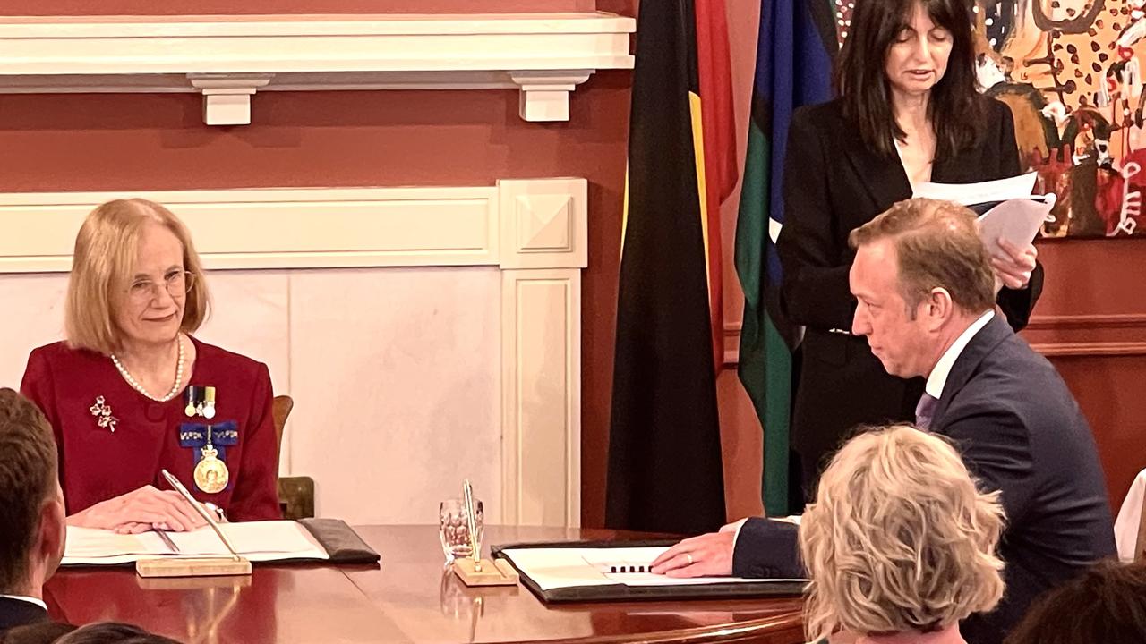 Steven Miles is sworn in as new Queensland Premier at Government House. Pic: Steve Pohlner