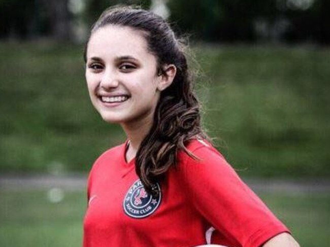 Alyssa Alhadeff was remembered by her soccer club where she was a keen player. Picture: Facebook