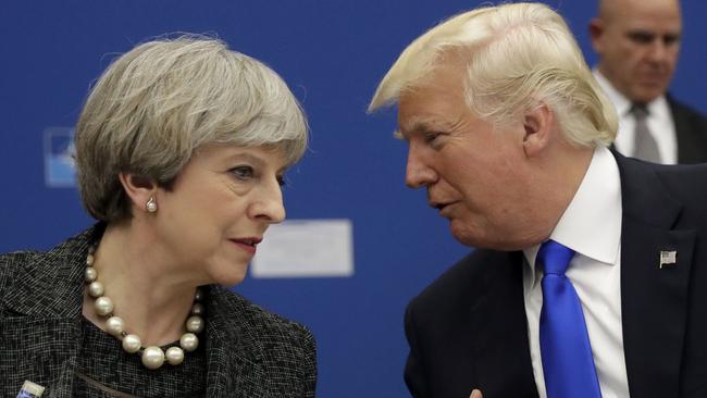 US President Donald Trump, right, with British Prime Minister Theresa May.