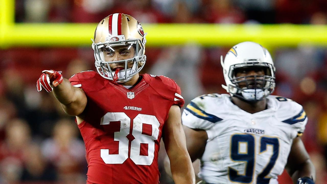 Santa Clara, CA. 3rd Sep, 2015. San Francisco 49ers player Jarryd Hayne  (38) in action during the NFL football game between the San Diego Chargers  and the San Francisco 49ers at Levi's