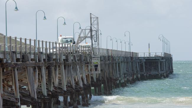 Work being carried out on the jetty in 2012. Picture: Trevor Veale.