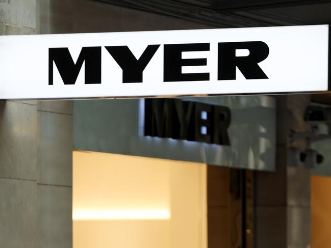 SYDNEY, AUSTRALIA - NewsWire Photos MAY 4, 2024: Myer signage in Pitt Street mall, Sydney CBD. Federal budget stock images.Picture: NCA NewsWire / Damian Shaw