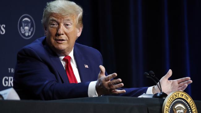 Donald Trump at a roundtable discussion at Gateway Church Dallas on Thursday. Picture: AP