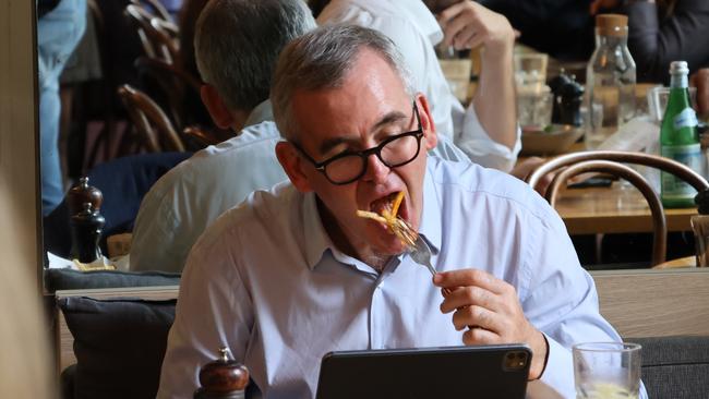 Banducci enjoys his chips with a fork. Picture: Michael Bilbe-Taylor / The Australian