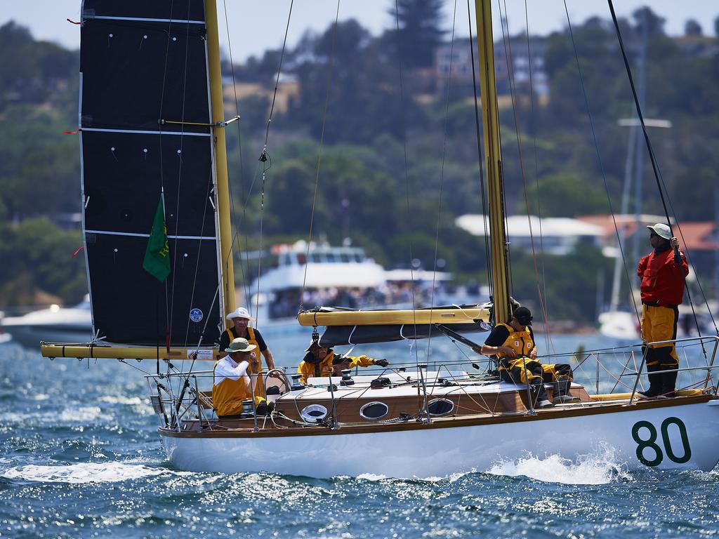 Kitwinchar is pictured on Sydney Harbour during the 2019 Sydney to Hobart on December 26, 2019 in Sydney, Australia. (Photo by Brett Hemmings/Getty Images)