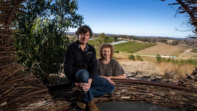 Darren and Lucy Golding at Golding Wines, Lobethal. Picture: Tom Huntley