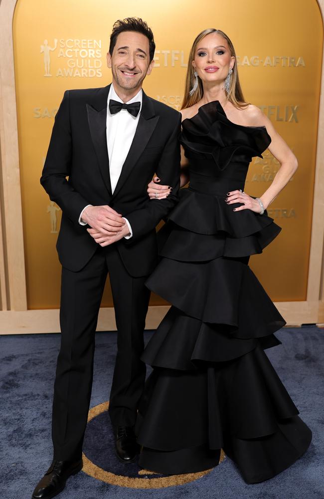 Adrien Brody and Georgina Chapman attend the 31st Annual Screen Actors Guild Awards in LA. Picture: Neilson Barnard/Getty Images