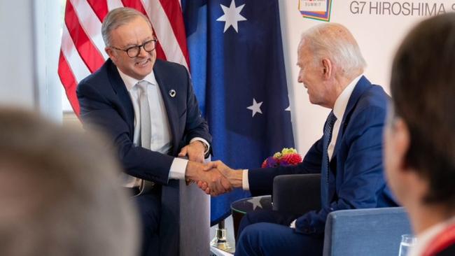 Anthony Albanese with US President Joe Biden on Saturday. Picture: Twitter