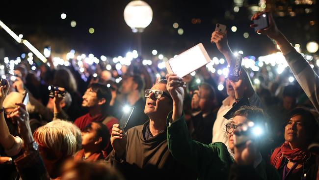 Hundreds of protesters turned out and some put the blame on Jones. Picture: Mark Metcalfe/Getty Images