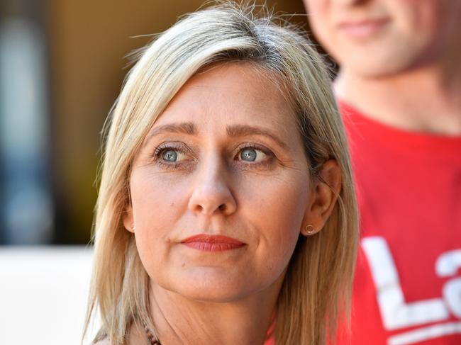 Labor's candidate for Longman Susan Lamb is seen at a pre-polling station in Morayfield, Queensland, Friday, July 27, 2018. (AAP Image/Darren England) NO ARCHIVING