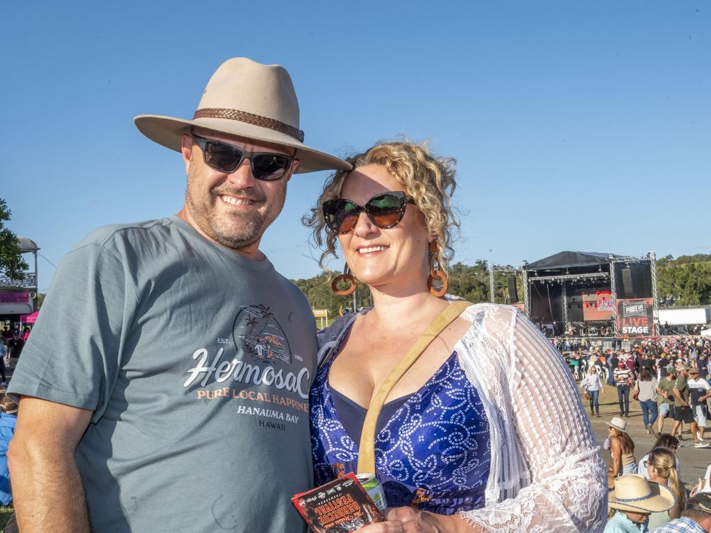 Riaan and Laura Snyman from Melbourne. Meatstock 2023 at Toowoomba Showgrounds. Saturday, April 15, 2023. Picture: Nev Madsen.